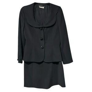 Pamela Dennis for Bergdorf Goodman Black Shawl Collar Skirt Suit Size 12